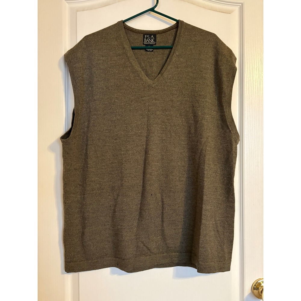 Jos. A. Bank Sweater Vest Mens XXL Brown Fair‎ Italian Merino Wool V-Neck Knit